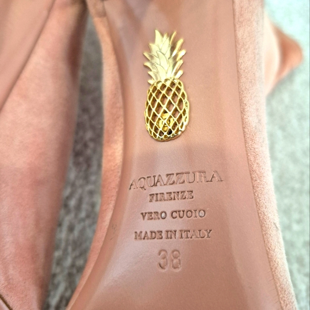 Aquazzura Pink Suede Stiletto High Heel Boots, Size EU 38, US 8 - Picture 9 of 10